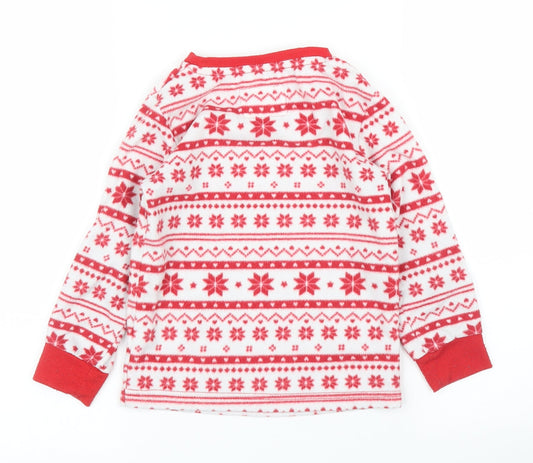 F&F Girls Red Fair Isle Top Pyjama Top Size 4 Years