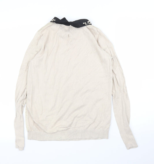 Womens UK Size 8 Warehouse Beige Pullover Jumper