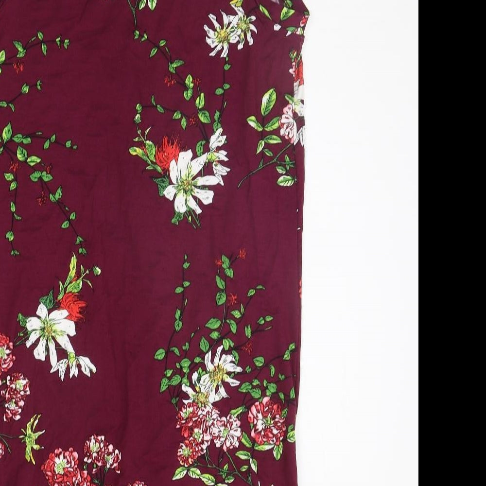 pceaiih Womens Purple Floral A-Line Size M