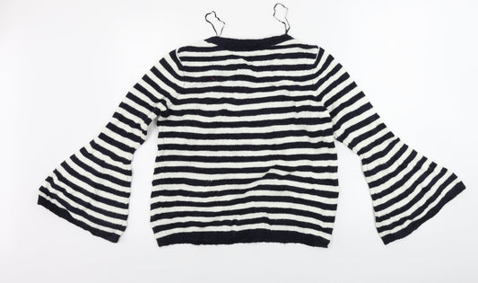 TU Womens White Striped Pullover Jumper Size 12