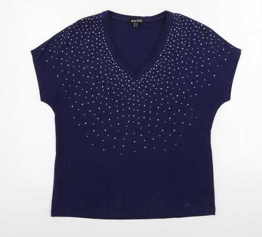 Womens UK Size L Marble Blue Basic Polo