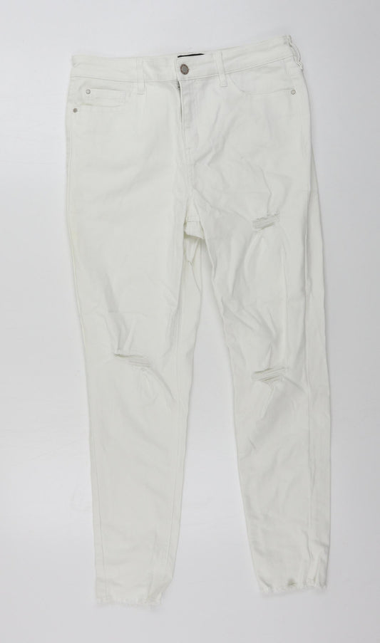 Womens UK Size 28 in F&F Regular Fit Straight White Jeans