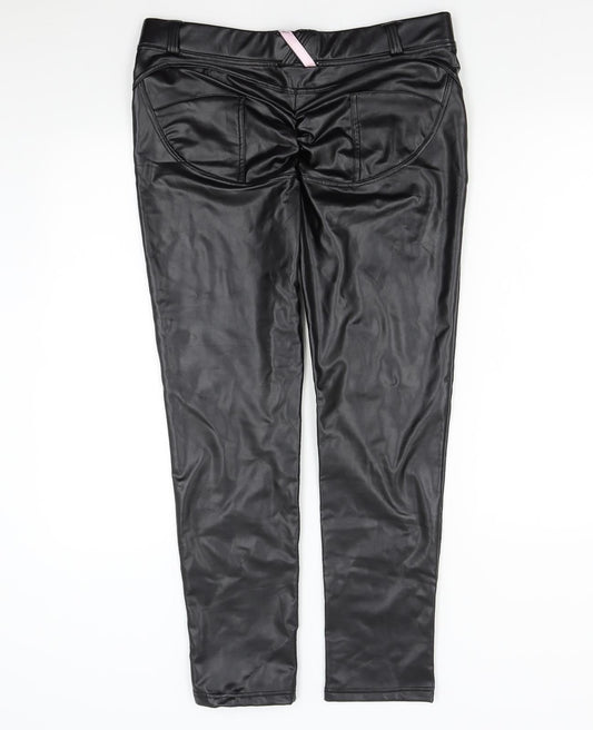 Womens UK Size 10 Preworn Regular Fit Black Trousers