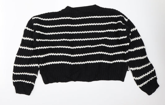New Look Girls Black Striped Pullover Jumper Size 14-15 Years