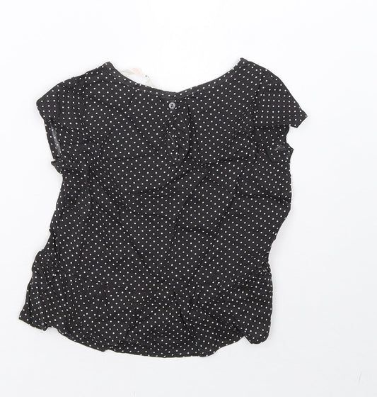 H&M Girls Black Polka Dot Basic T-Shirt Size 2-3 Years