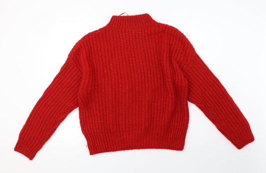 H&M Womens Red Knit Pullover Sweatshirt Size M