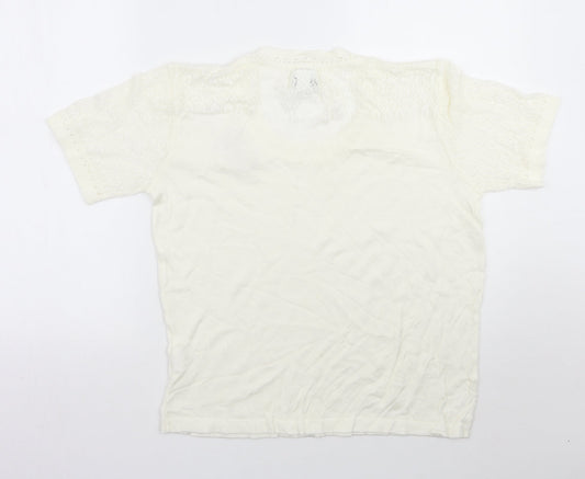 Womens UK Size 16 Afibel White Basic T-Shirt