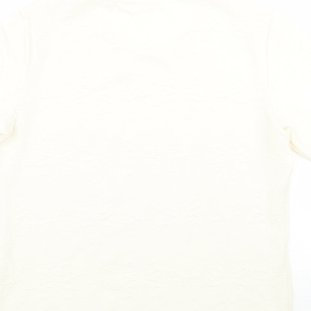 Womens UK Size 14 Preworn Ivory Basic T-Shirt