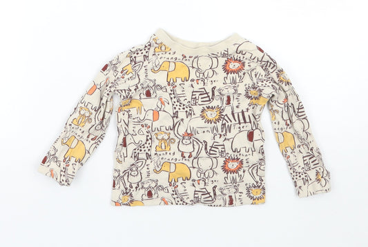 George Girls Beige Animal Print Basic T-Shirt Size 3-6 Months