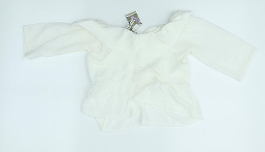 Boohoo Womens Ivory Basic Blouse Size 8