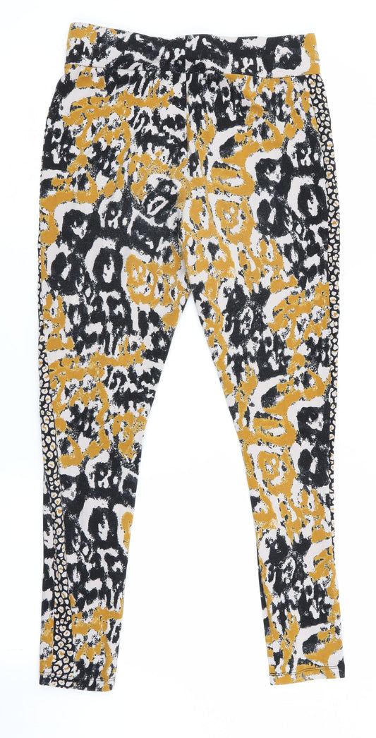 Logo Womens Gold Animal Print Jegging Leggings Size 2XS L27 in