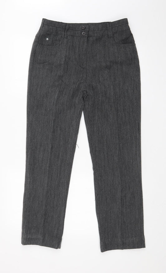 Womens UK Size 12 EWM Regular Fit Dress Pants Grey Trousers
