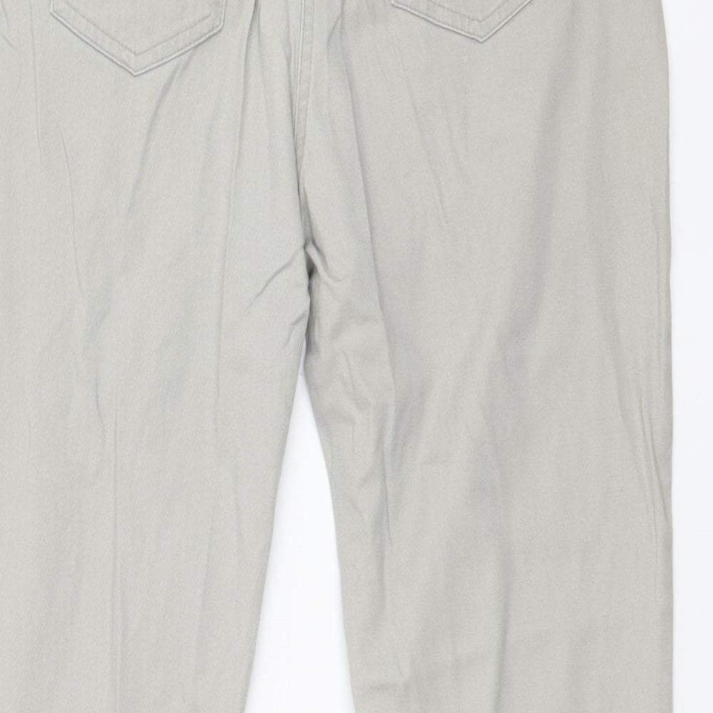 Womens UK Size 12 Preworn Regular Fit Wide-Leg Grey Jeans