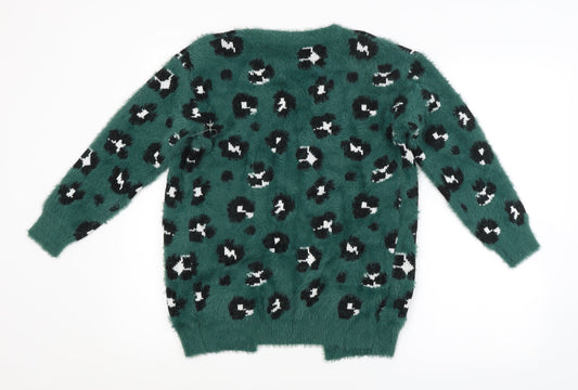 Preworn Womens Green Animal Print Cardigan Jumper