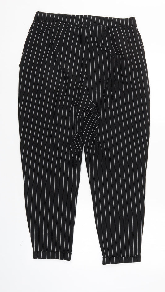 Divided Womens Black Striped Trousers Size M L25 in