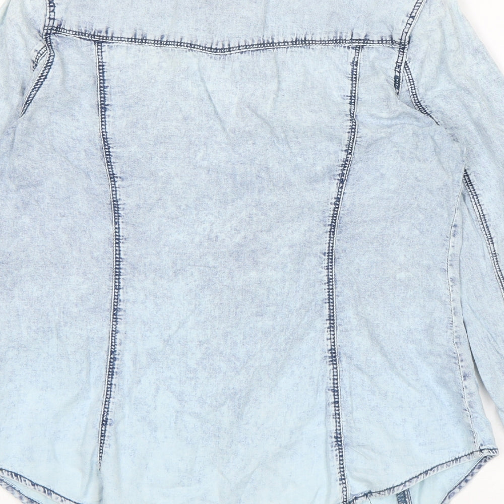 Denim Co Womens Blue Denim Basic Button-Up Size 8