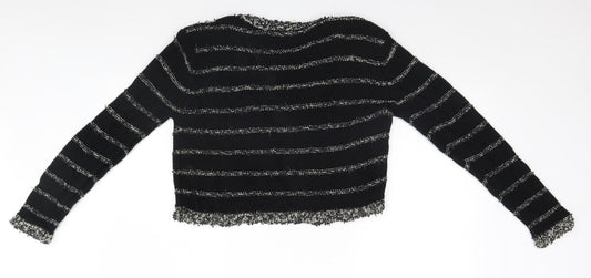 Sweewe Paris Womens Black Striped Cardigan Jumper Size M