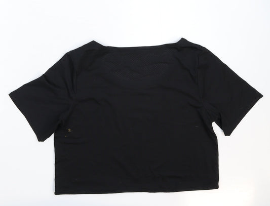Womens UK Size S Preworn Black Cropped T-Shirt