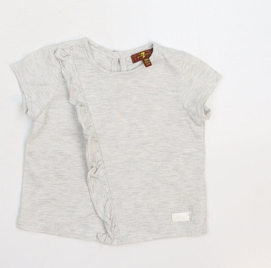 Additional front view of 7 For All Mankind girls’ grey basic t-shirt, size 18-24, months