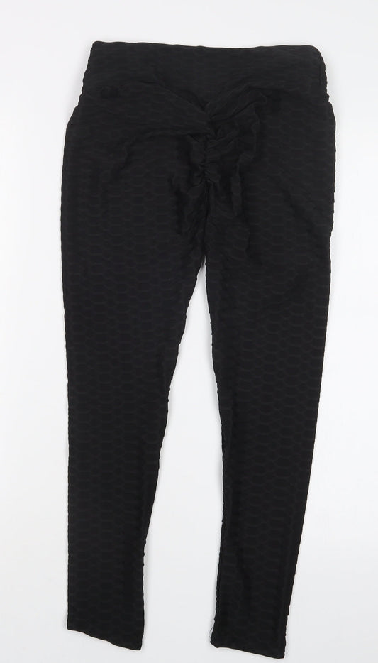 Womens UK Size M Preworn Regular Fit Black Trousers