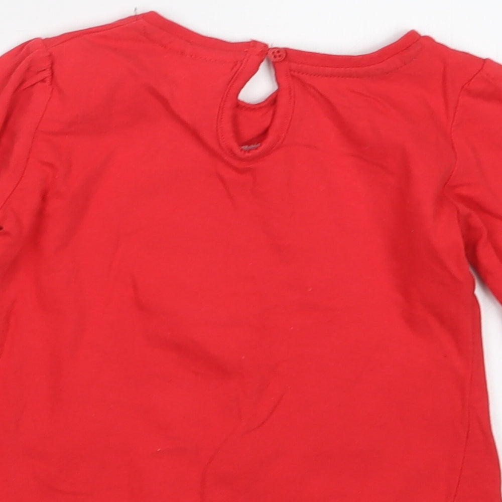 Brand and care label for So Cute girls’ red basic t-shirt, size 12-18, months - christmas