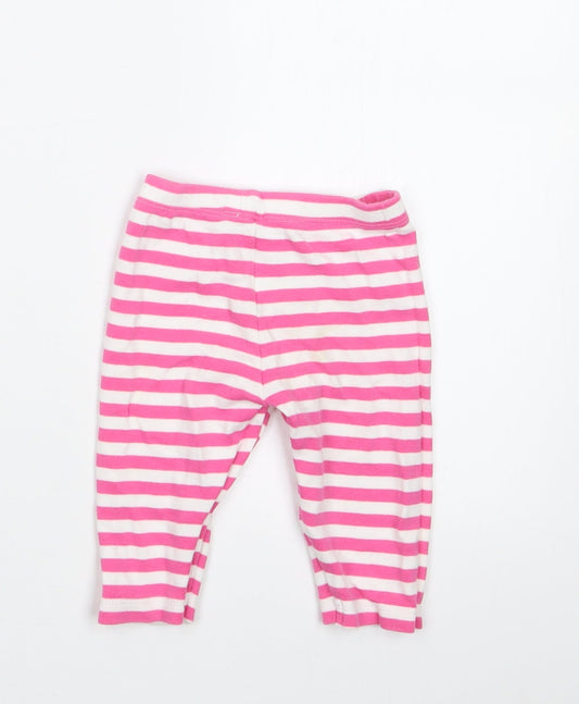 Mothercare Girls Pink Striped Capri Trousers Size 6-9 Months