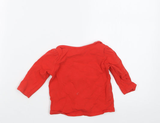 Mini Club Girls Red Basic T-Shirt Size 3-6 Months
