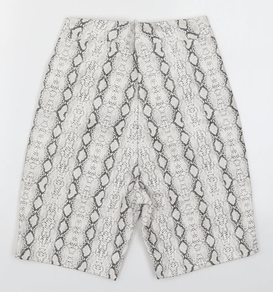 Missguided Womens White Animal Print  Hot Pants Shorts Size 6