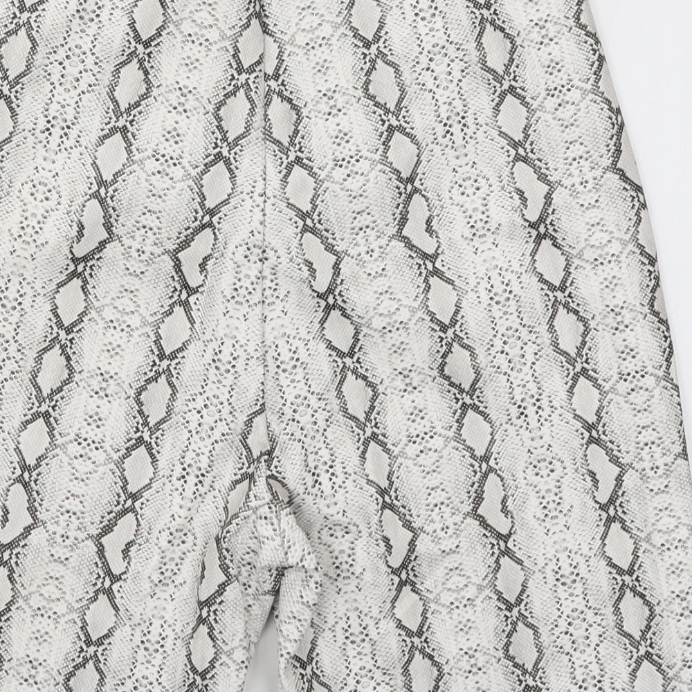 Missguided Womens White Animal Print Hot Pants Shorts Size 6