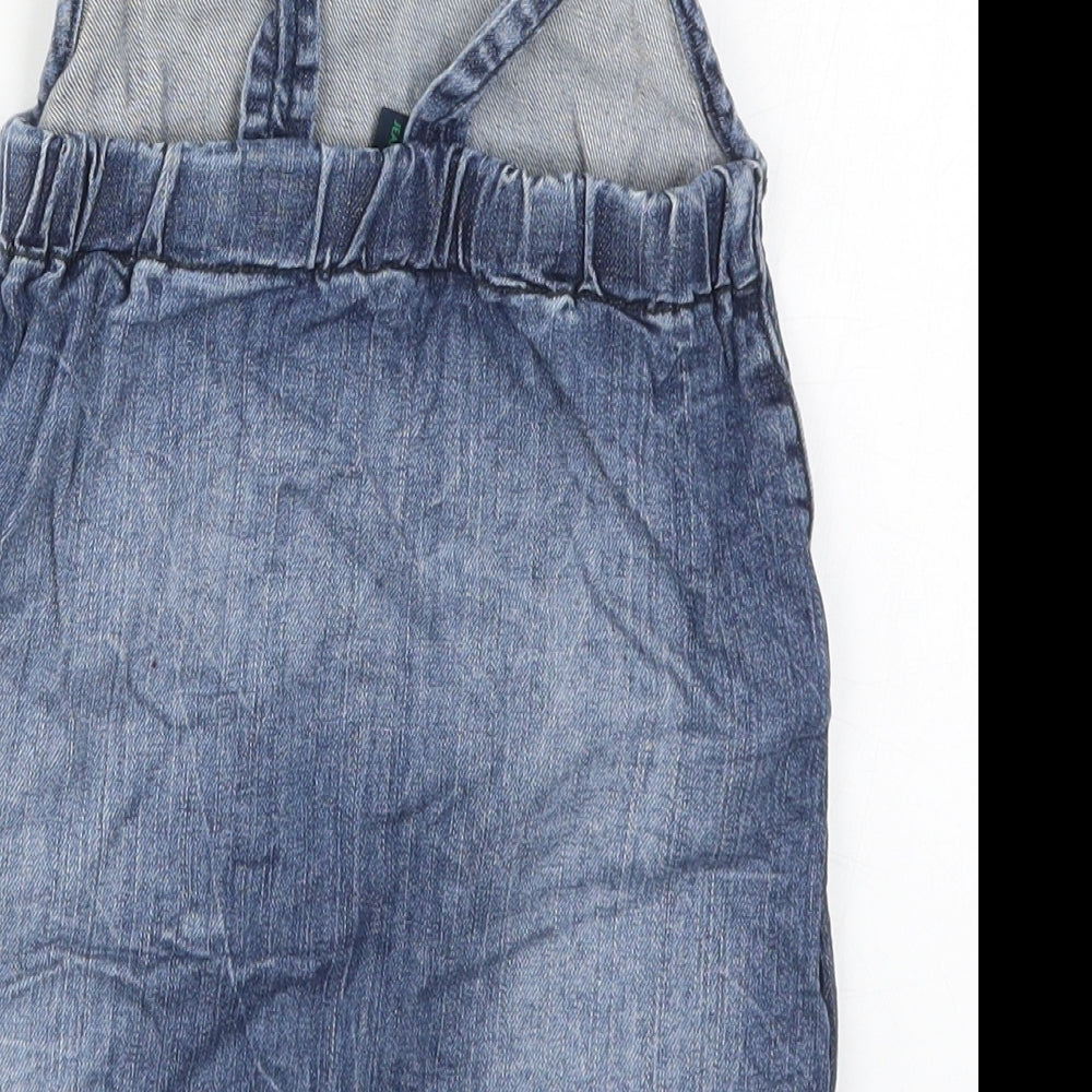 Benetton Girls Blue Denim Pinafore/Dungaree Dress Size 3-4 Years