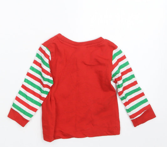 B&M Boys Red Geometric Babydoll Pyjama Top Size 6-9 Months - Christmas