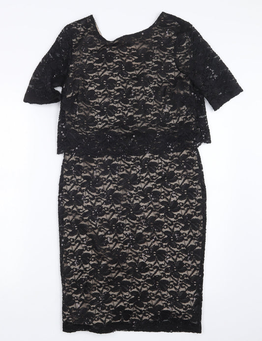 Billie & Blossom Womens Black Lace Shirt Dress Size 10