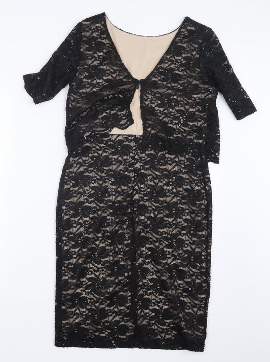 Billie & Blossom Womens Black Lace Shirt Dress Size 10