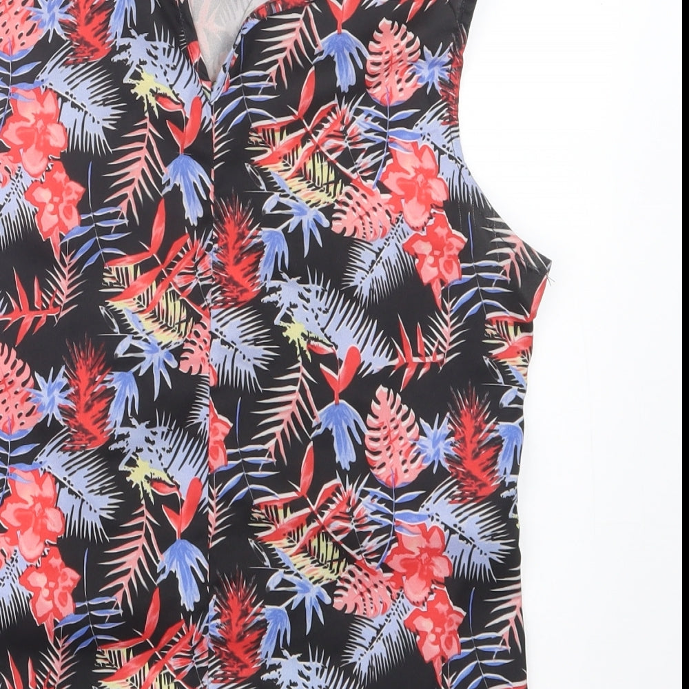 Glamorous Womens Black Floral Basic Blouse Size S