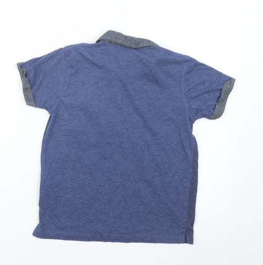 Rebel Boys Blue Geometric Basic Polo Size 8-9 Years