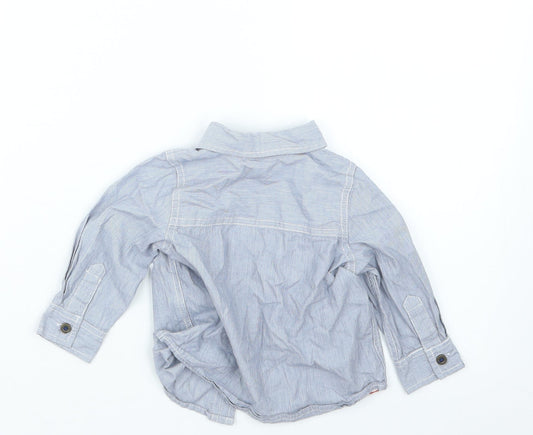 Pumpkin Patch Boys Blue Striped Basic Button-Up Size 6-9 Months