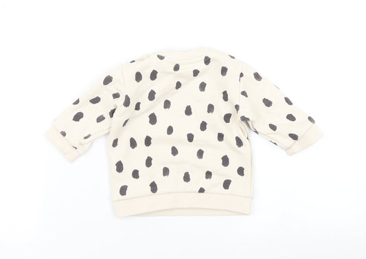 M&S Girls Beige Animal Print Basic T-Shirt Size 0-3 Months