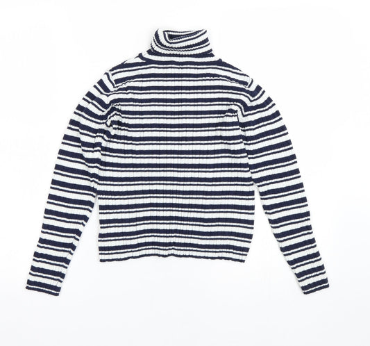 Nutmeg Girls Blue Striped Pullover Jumper Size 9-10 Years