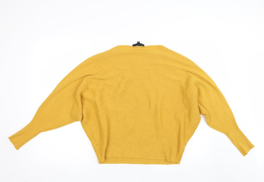 Joan Vass Womens Yellow Pullover Jumper Size M