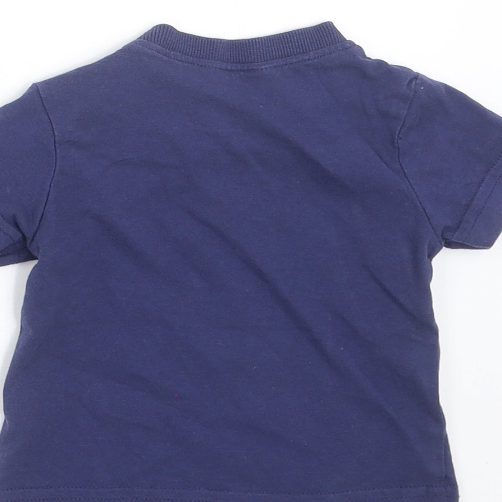 Brand and care label for M&Co Baby Blue Basic T-Shirt, size 3-6, Months - Are we there yet?