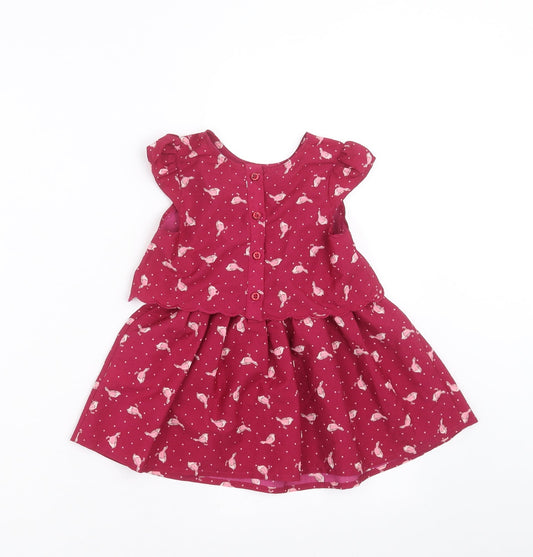 Matalan Girls Purple Fit & Flare Size 12-18 Months - Bird pattern