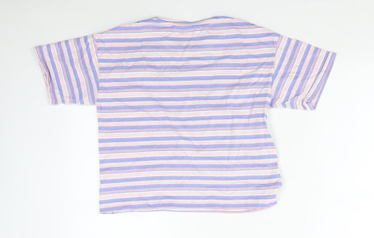 NEXT Girls Multicoloured Striped Basic T-Shirt Size XS - Dog