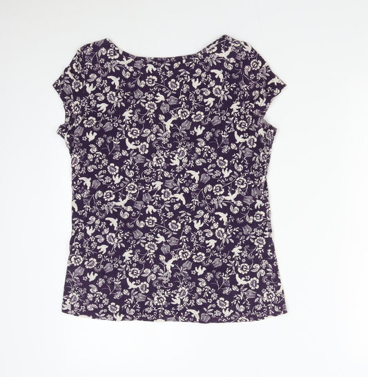 Dorothy Perkins Womens Purple Floral Basic T-Shirt Size XS