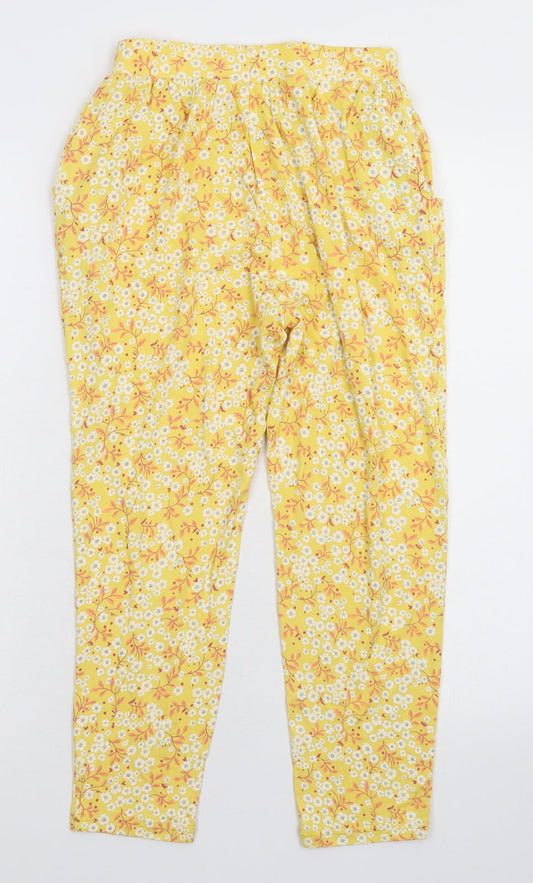 NEXT Girls Yellow Floral Sweatpants Trousers Size 9 Months