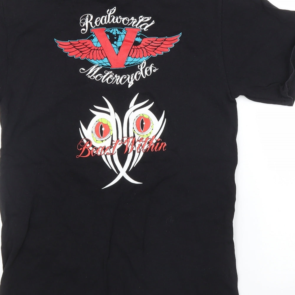 Mens UK Size S Fruit of the Loom Black T-Shirt