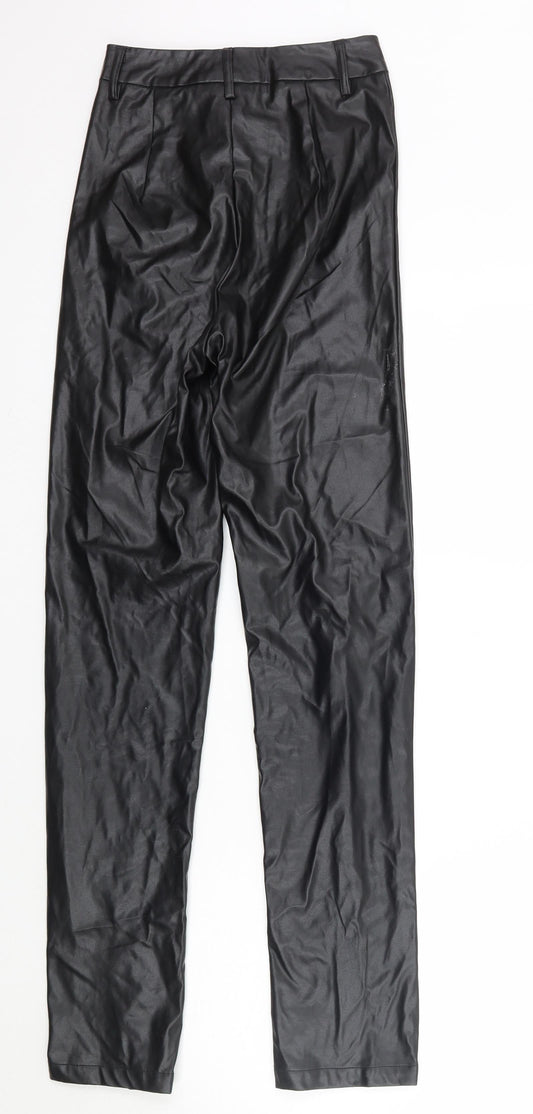 PRETTYLITTLETHING Womens Black Trousers Size 4 L32 in