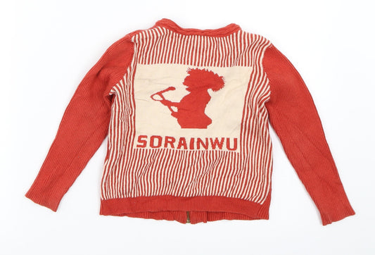 Sorainwu Girls Orange Full Zip Jumper Size 4 Years