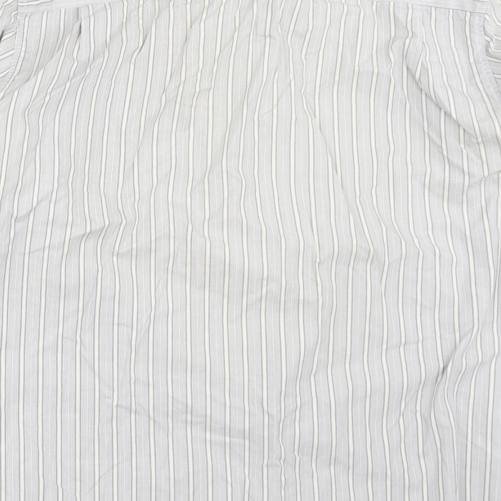 St Michael Mens Grey Striped Button-Up Size 15.5