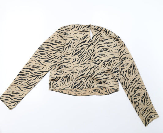 Primark Womens Brown Animal Print Basic Blouse Size 10