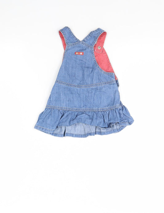 Mini Club Girls Blue Denim Pinafore/Dungaree Dress Size 3-6 Months
